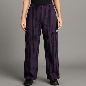 Vintage Y2K Petals Tie Dye Cargo Pants Purple Black Women’s Size 7 Deadstock NWT